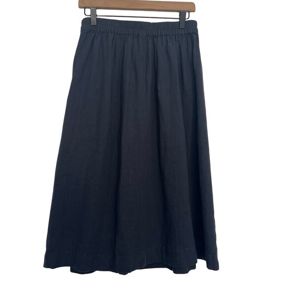Grae Cove Button Elastic Waist Pleated Linen Midi Skirts Women SZ M Blue Flowy - Picture 2 of 9